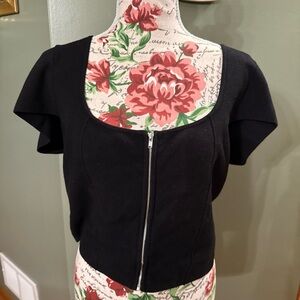 Maeve Black Zippered Crop Sweater